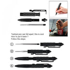 Multifunction Tactical Pen Self Defense Emergency Survival Tool Glass Breaker Tungsten Steel Writing Pen Outdoor Rescue Escape